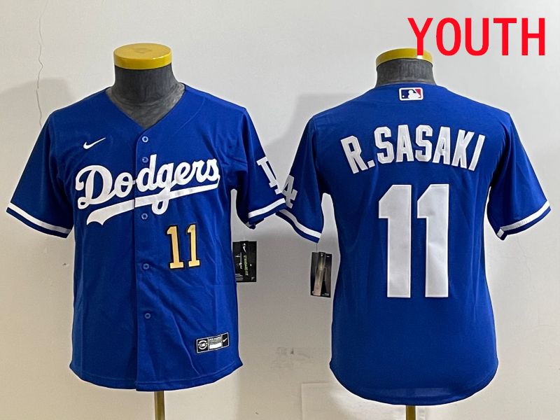 Youth Los Angeles Dodgers 11 R.Sasaki Blue Game 2025 Nike MLB Jersey style 3